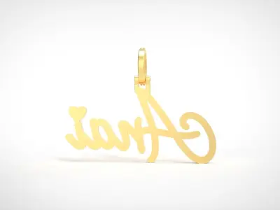 Model 1078  Pave Anai Heart Name Plate Diamond Pendant 3D print model