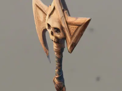 Skull Battle Axe Low-poly 3D model