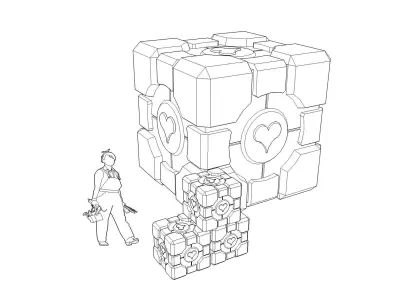 Portal Companion Cube Free 3D model
