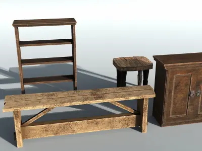 Wood Basic Decoration Set Free low-poly 3D model