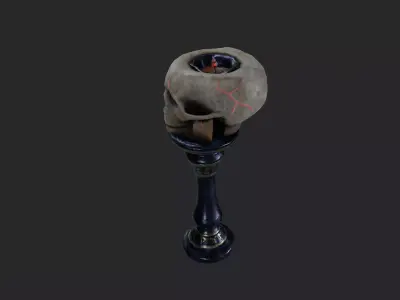 Stylized Skull Candle Holder Low-poly 3D model