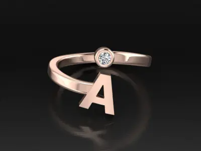 Alphabet Jewelry ring A 3D print model