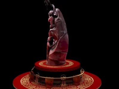 Chinese  wood carving monkeys  3D model