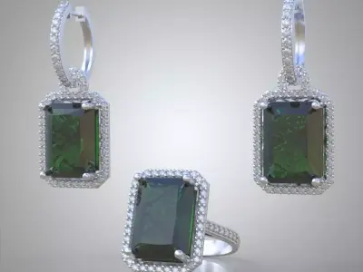 Ring and EarringSet 3D printable model 0075 3D Model Pack