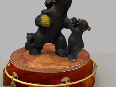 Chinese display stand with bear  3D model