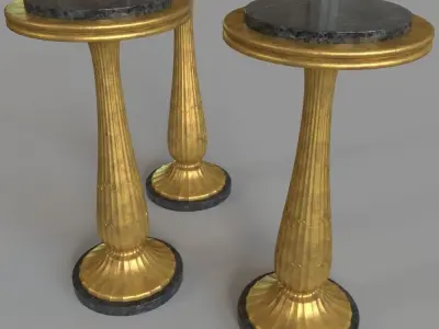 Fluted Side Table Gold Leaf 3D model