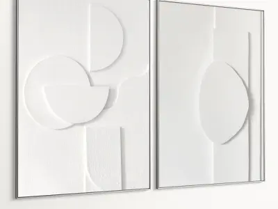 Plaster Two Photo Frame 494 Low-poly 3D model