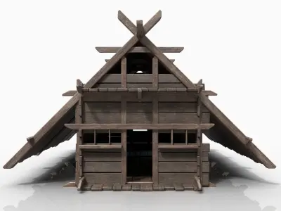 Viking Basic Hut Wooden House Cottage Medieval AAA Next Gen Free low-poly 3D model