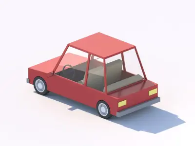 Cartoon Low Poly Car Sedan Low-poly 3D model