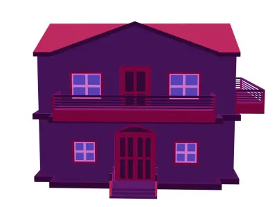 House 3D Model  Game Ready Low Poly Low-poly 3D model