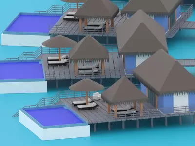 Overwater Resort Hut 3D model