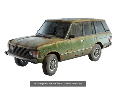 Set of 5 sedan cars with interior and color variants az9 3D Model Pack V1