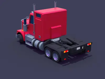 Truck long nose Low-poly 3D model