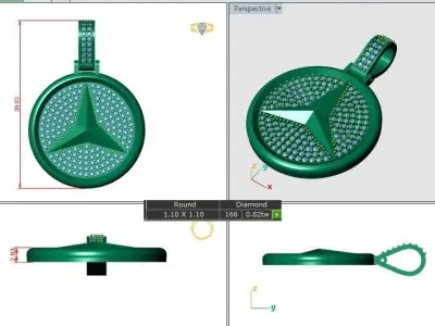 Mercedes Benz Amg Logo Pendant with diamonds 3D model 3D print model