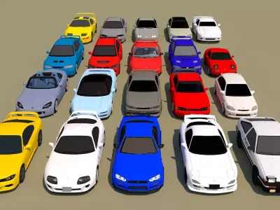 JDM cars  Low-poly 3D model