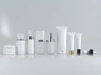 Cosmetic Bottle and Tube Set 3D model