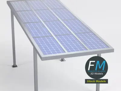 Parking shelter with solar panels 3D model