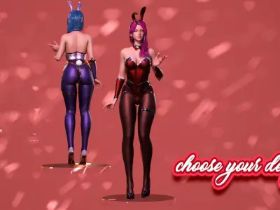 Bunny-Cute Fighting Shooter Anime Cartoon Girl StylizedCharacter Low-poly 3D model