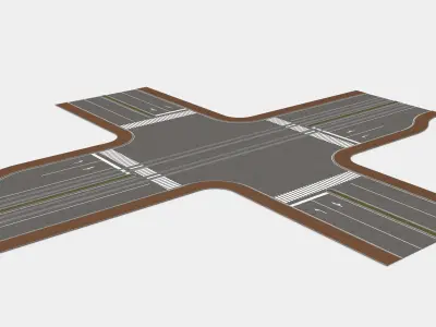 Highway Streets and Construction Roads Unreal Engine Project  Low-poly 3D model