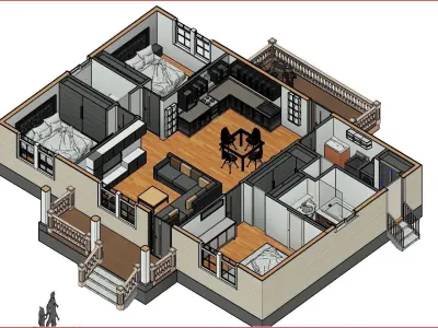 3 Bedroom House Model 3D model