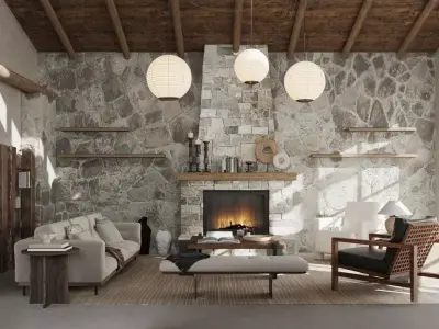 Livingroom and Kitchen 3D model