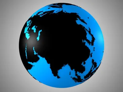 Solid Color Blue  Black Globe 3D model