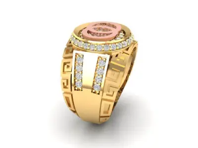 Luxury Geometric Diamond Men Ring 3D Model 1431 3D print model