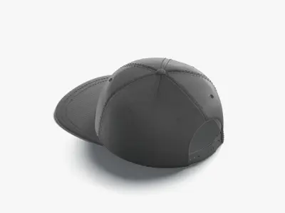 Black Snapback - sport cap with flat visor Low-poly 3D model