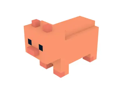 PIG VOXEL ANIMAL Low-poly 3D model