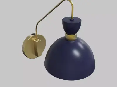 Modern wall lamp with golden base and blue lampshade Free 3D model
