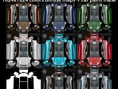 Generic Sedan v6 multicolors Low-poly 3D model