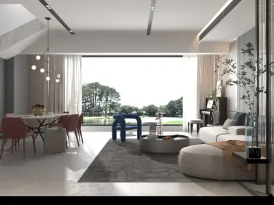 Modern Style Living Room -0218 3D model