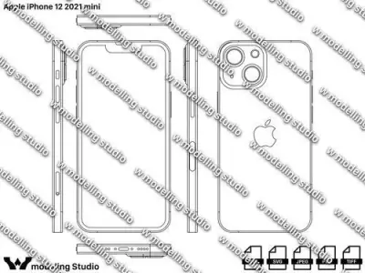 Apple iPhone 13 mini 2021 blueprint Texture