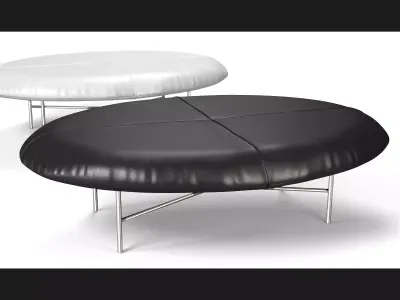 Leather Foot Stool - Black and White 3D model