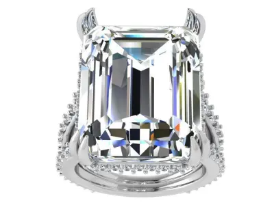 Emerald Cut Split Shank Ring 4391 3D print model