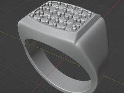 Ring for men with gems at the top Free 3D print model