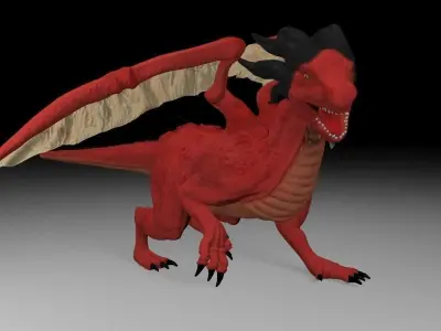 Ruby dragon Low-poly 3D model