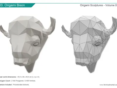 Origami Sculpture Animals Collection Marokka 3D model