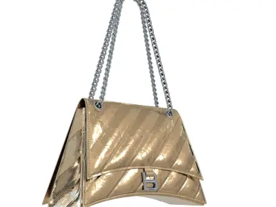 Balenciaga Crush Medium Chain Bag Quilted Gold Low-poly 3D model
