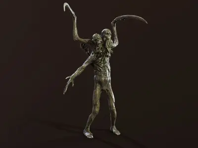 Necromutant7 humanoid creature Low-poly 3D model