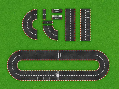 Racetrack - Circuit Low-poly 3D model