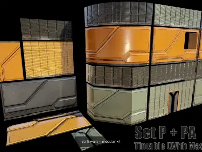 sci fi Modular architectural design - low-poly construction 3D Model Collection