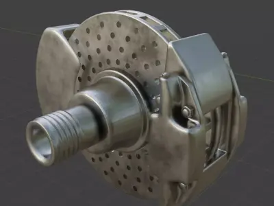 Vintage Race Car Brake With Optional Cooling Duct 3D model