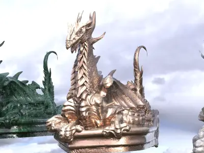 Viking Mythic Dragon Statue 3D model