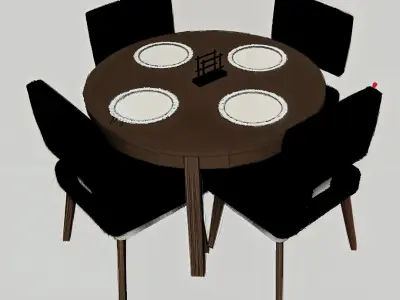Stylish 3D Dining Table Set Pack  2 Unique Designs with Chairs Low-poly 3D model