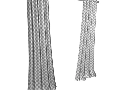 Linen Grommet Single Curtain Panel - 3 Colour 3D model