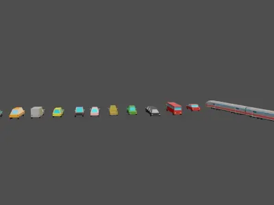 car pack Low-poly 3D model