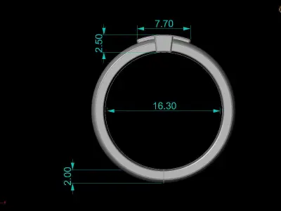 Alphabet ring letter T 3D print model