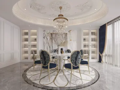 Luxury living room dining room interior scenes 43 3D model