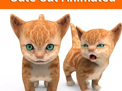 Cartoon Cat Animated Low-poly 3D model